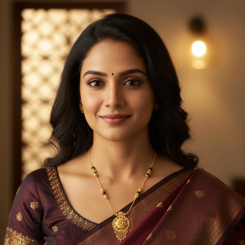 Black Beads Gold Plated Floral Pendant Necklace