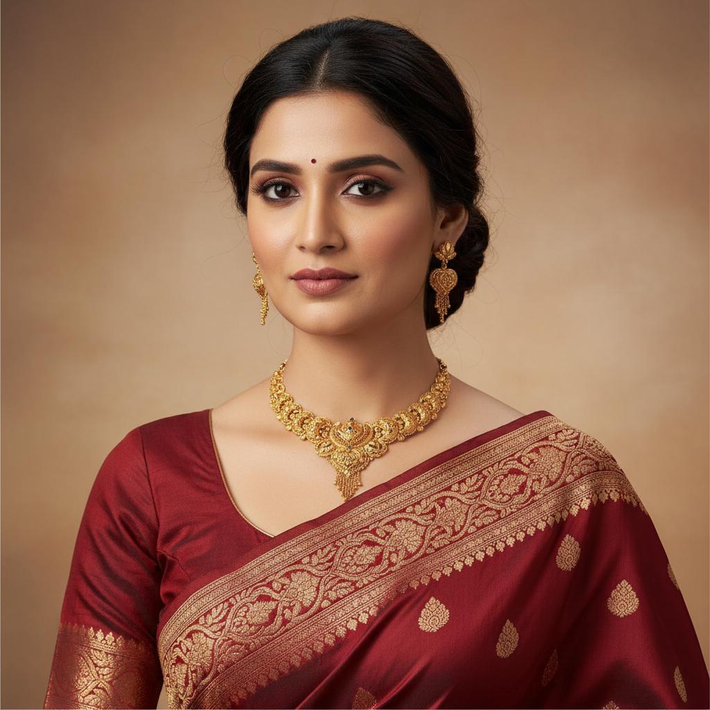 Bridal Gold Plated Necklace & Earrings Set – Ethnic Filigree Wedding Jewellery