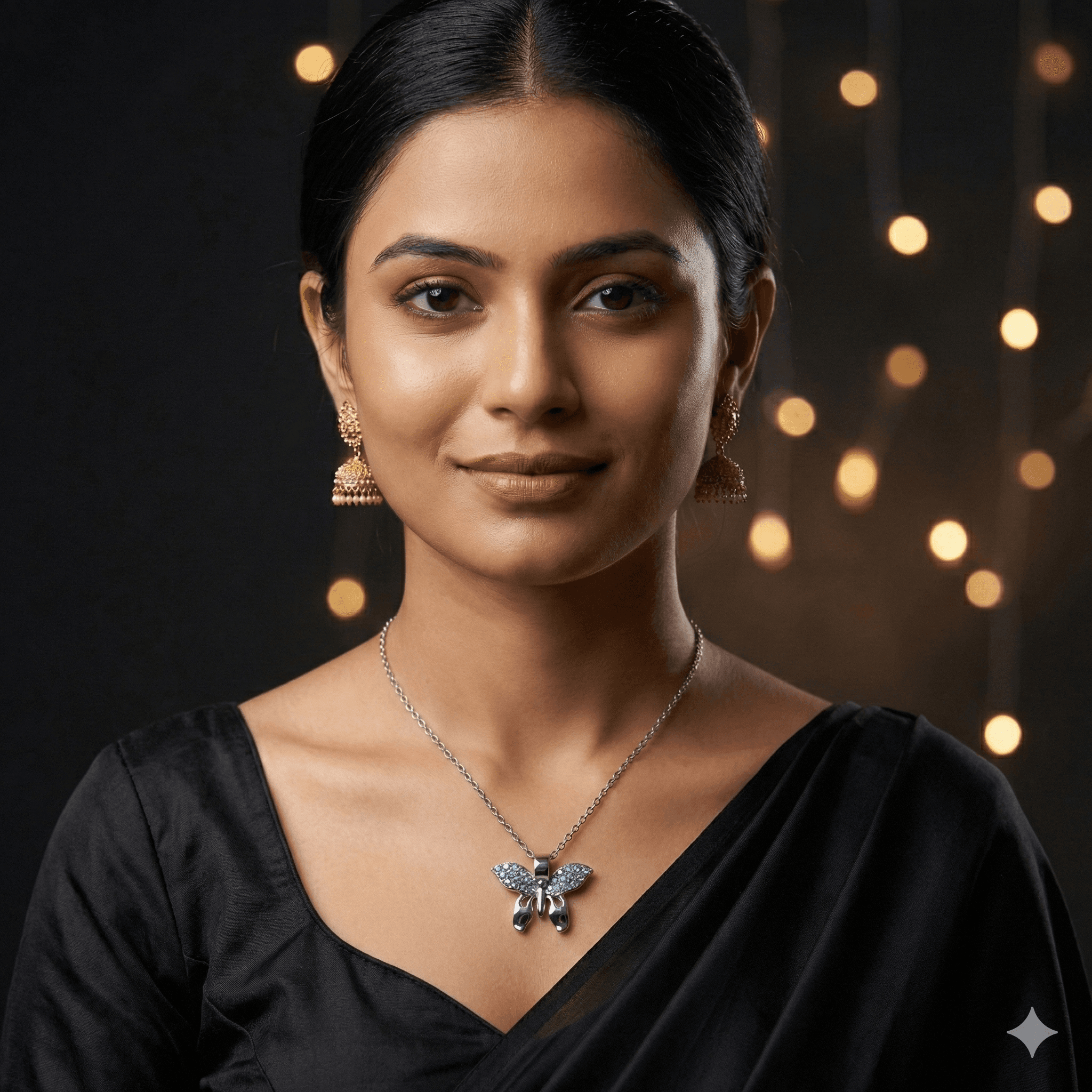 Butterfly Pendant Necklace with Silver Finish Chain