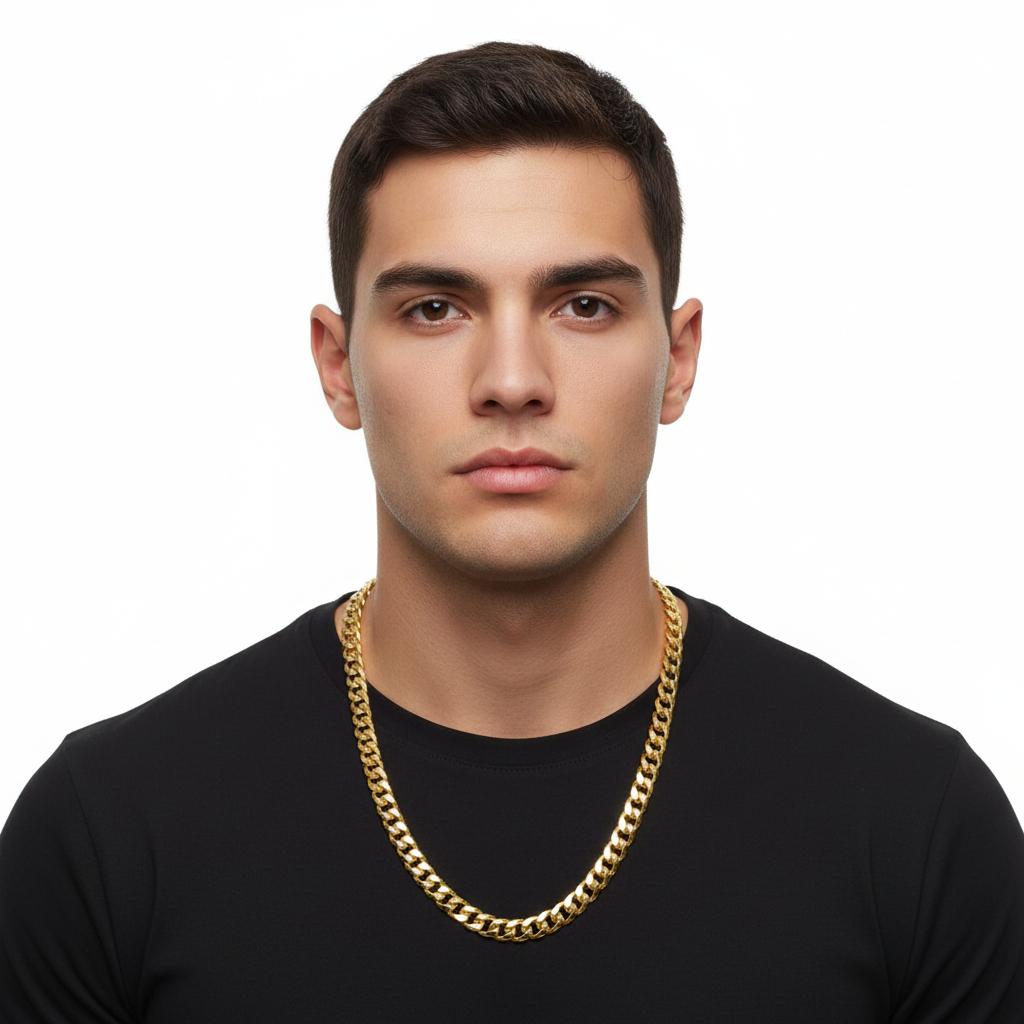 Men’s Classic Gold Finish Thick Cuban Chain Necklace