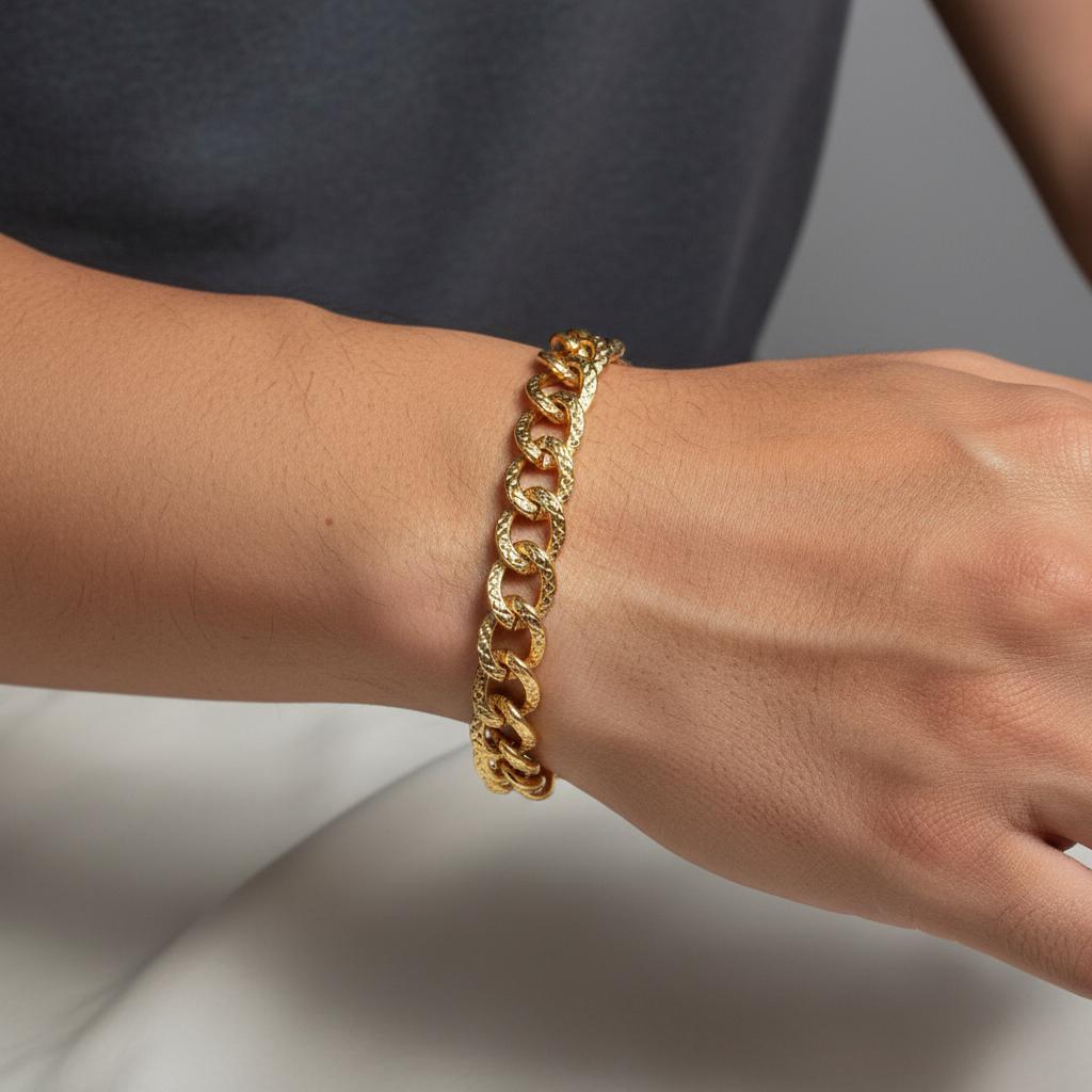 Men’s Gold-Tone Classic Chain Bracelet – Premium Finish