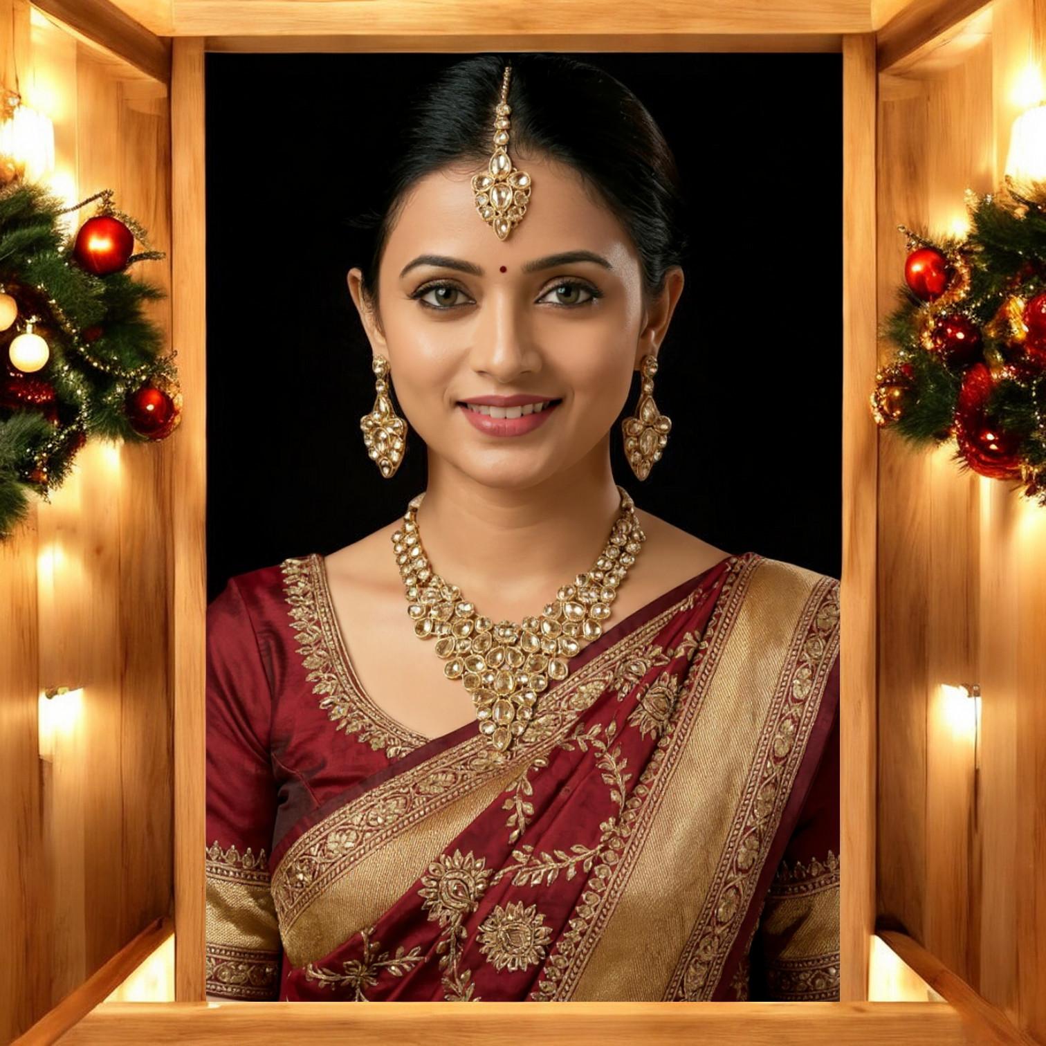 Premium Ethnic Kundan Jewelry Set with Maang Tikka & Earrings