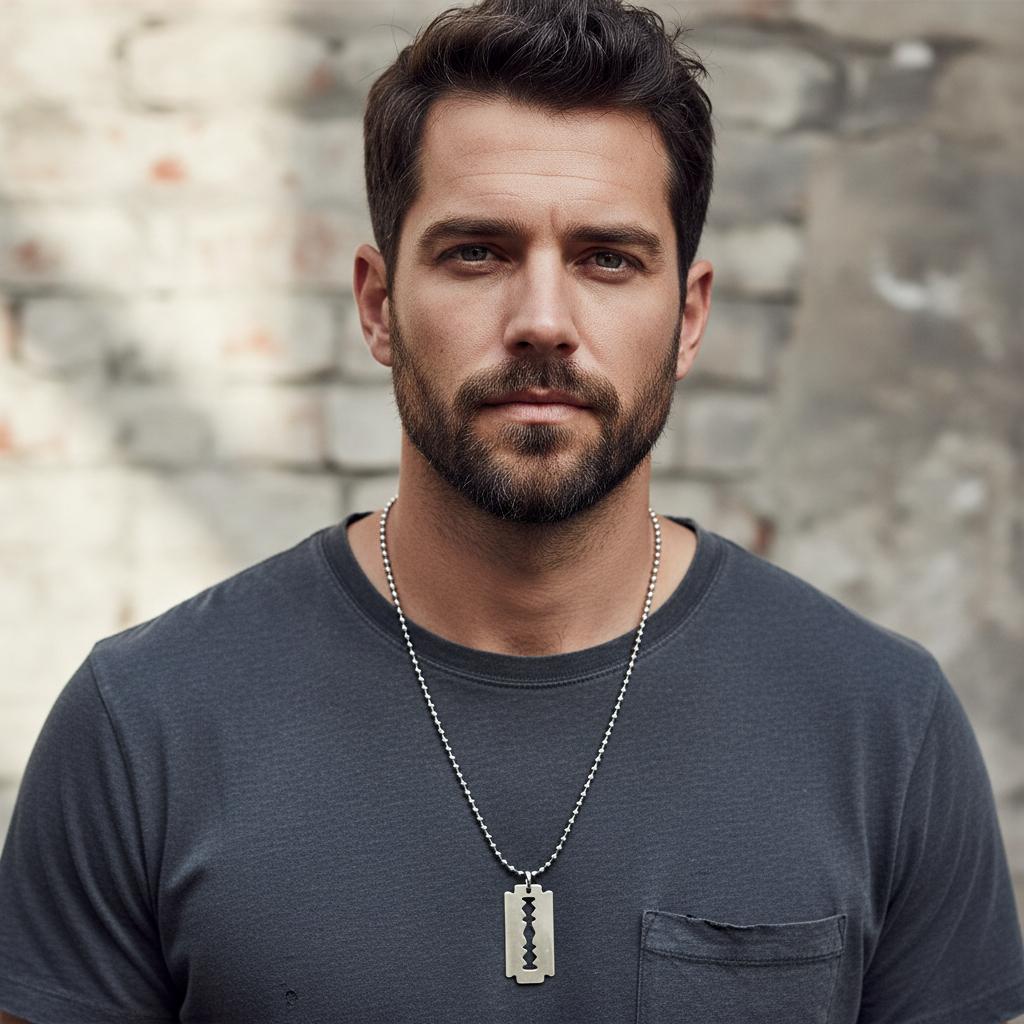 Unisex Razor Blade Pendant Necklace | Punk Rock Stainless Steel Chain Jewelry