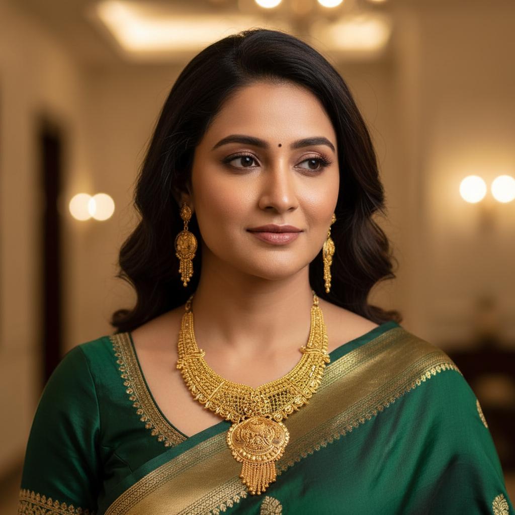 Traditional Bridal Gold Plated Necklace Set with Long Jhumka Earrings